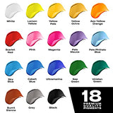 WEISBRANDT Ultra Color Arts & Crafts Acrylic Paint Set–18 Premium Quality Pigments, Matte Finish, 2oz/59 ml, Water-Based, For All Porous Surfaces