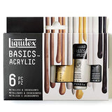Liquitex BASICS 6 Tube Acrylic Paint Set, 22ml, Metallic & Iridescent