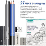 Adkwse Sketch Pencils Set, Art Supplies, Drawing Set, Graphite and Charcoal Pencils, 100 Page Drawing Pad and Kneaded Eraser, Art Kit and Supplies for Kids, Teens and Adults, Sketch Set