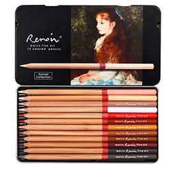 "N/A" TONGQINH 12-Color Plant Theme Hand-Painted Painting Professional Coloring Oily Pencil tin Box Set