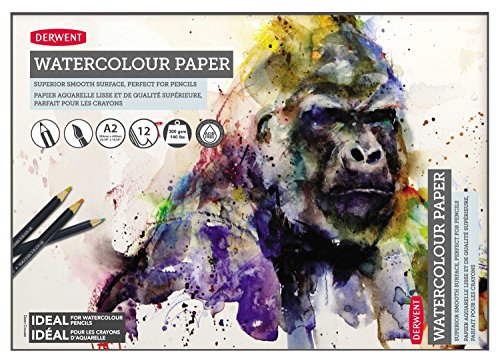 Derwent Watercolor Paper Pad, A2, 23.39 x 16.54 Inches Sheet Size, 12 Sheets (2301972)