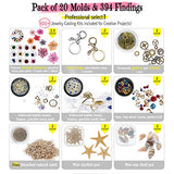 Funshowcase Cabochon Gem Pendant Earrings Epoxy Silicone Molds Jewelry Making Supply Kit Pack of 411 Lot, Polyclay Crafting