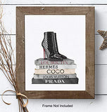 Designer Shoes Wall Art - Fashion Design Poster Print - Books of Louis Vuitton, Prada - Glam Wall Decor - Glamour Home Decor - Luxury Gifts for Women - Girls Bedroom, Living Room Decorations