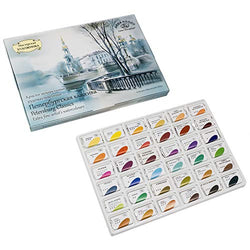 Watercolor Paint Set from St. Petersburg - 36 Watercolor Paints in Pans (1x0,55 in) for Painting, fine Art, Filled by Hand. Watercolor Artist Set - Traditional Colors.