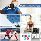 4K Digital Camera, 48MP Vlogging Camera with 3.0’’ 180 Degree Flip Screen, 16X Digital Zoom, Wide Angle Lens, Macro Lens, 2 Batteries and 32GB Micro SD Card