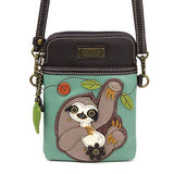 Chala Crossbody Cell Phone Purse - Women PU Leather Multicolor Handbag with Adjustable Strap - Sloth Teal