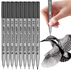 MUJINHUA Black Micro-Pen Fineliner Ink Pens, Pigment Liner Drawing Pens, Multiliner Micro-Line Ink Pens, Art Supplies for Calligraphy, Sketching, Anime, Technical Drawing, Illustration, Journaling