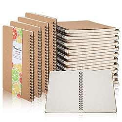 24 Pack Unlined Spiral Notebook- A5 Sketch Book, Blank Journal, Unlined Notebook, Soft Cover Kraft Drawing Book for Students, Artist, Diary Planner, Office Supplies, School Supplies- 60 Sheets 120 Blank Pages- 8.2 x 5.8 Inches (Brown)