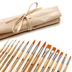 AIT Art Paint Brush Set - 15 Paint Brushes - Rounds, Flats - Handmade in USA for Trusted