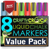 Liquid Chalk Markers for Blackboards - Use as Glass Window Markers, Mirror Pens, Blackboard or Chalkboard Markers - 8 Bold Neon Colors - Wet or Dry Erase Chalk Pens for Easy Clean Up
