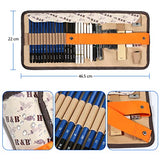 H & B 40Pcs Sketching Pencils Set Drawing Pencil Set - Sketch book,Drawing Pencils,Charcoal Pencils,Graphite Pencil,Roll up leather Carry Pouch for Kid Adults Students Beginners Artists Professional
