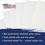 US Art Supply 3" x 3" Mini Professional Primed Stretched Canvas (1-Pack of 24-Mini Canvases)