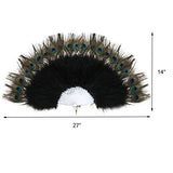 BABEYOND Roaring 20s Vintage Style Peacock & Black Marabou Feather Fan Flapper Accessories (15" L &