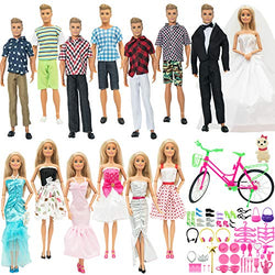 SOTOGO 73 Pieces Doll Clothes and Accessories for 11.5 Inch Girl Boy Doll Happy Wedding Include 14 Sets Handmade Doll Groom Suit,Wedding Dress,Casual Clothes and 59 Pieces Different Doll Accessories