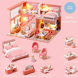 Spilay DIY Miniature Dollhouse Wooden Furniture Kit,Handmade Mini Modern Apartment Model with Dust Cover & Music Box ,1:24 Scale Creative Dollhouse Toy for Teens Adult Gift (Sweet Angel)
