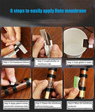 D Key Dizi White Bitter Bamboo Flute Rainbow Fixing Band with Free Membrane & Glue & Protector Set Traditional Chinese Instrument (Key of D/Bitter Bamboo White+Rainbow)