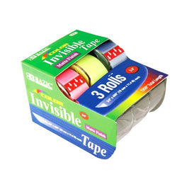 BAZIC 3/4" X 500" Color Invisible Tape (3/Pack), Case Pack of 144