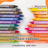 Montcool Toddler Crayons, 24 Colors Non Toxic Jumbo Crayons, Easy to Hold Large Crayons for Kids, Silky Washable Crayons, Crayons for Toddlers as a Gift