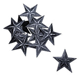 HOUSWEETY 10pcs Black Star Embroidered Iron On/Sew On Badge Applique Patch