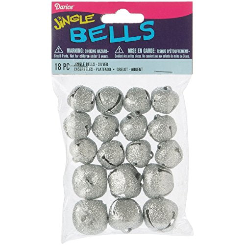 Darice Glitter Jingle Bells, Silver