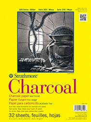 Strathmore 300 Series Charcoal Pad, White , 11"x17" Wire Bound, 32 Sheets