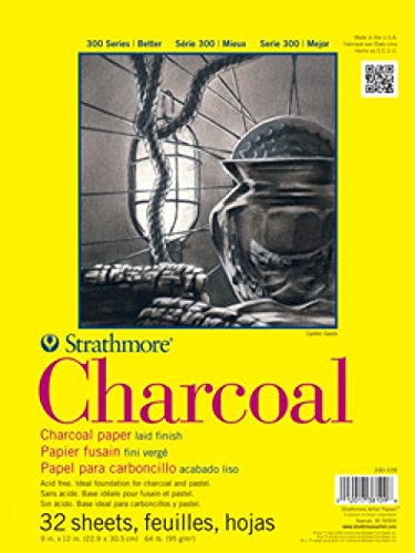 Strathmore 330-9 300 Series Charcoal Pad, White, 9"x12" Wire Bound, 32 Sheets
