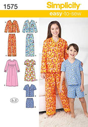 Simplicity 1575 Easy to Sew Girl's and Boy's Pajama Sewing Patterns, Sizes 7-14