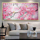 RAILONCH 5D Diamond Painting Kit, Birdie Floral Pictures Full Drill DIY Diamond Rhinestone Painting Kits for Home Décor (80x160CM)