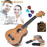 Soprano Ukulele Beginner Pack-21 Inch w/Gig Bag,Strap, Picks,Strings All in One Kit (Brown)