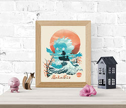 Ponyo Print - Studio Ghibli Wall Art 8 x 10 Unframed Japanese Anime Artwork Haku Dragon Print Hayao Miyazaki Wall Hanging Cool Movie Home Decor, Fujimoto Jellyfish Tsunami Artwork
