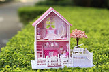 Rylai 3D Puzzles Miniature DIY Dollhouse Kit Pink Cherry Blossoms Series Dolls Houses Accessories with Furniture LED Music Box Best Birthday Gift