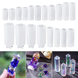 LET'S RESIN Crystal Molds for Resin,19Pcs Small Crystal Quartz Silicone Resin Molds for UV Resin,Epoxy Molds for Resin Jewelry, Crystal Point Pendant Necklace,Resin Art,Resin Decorations