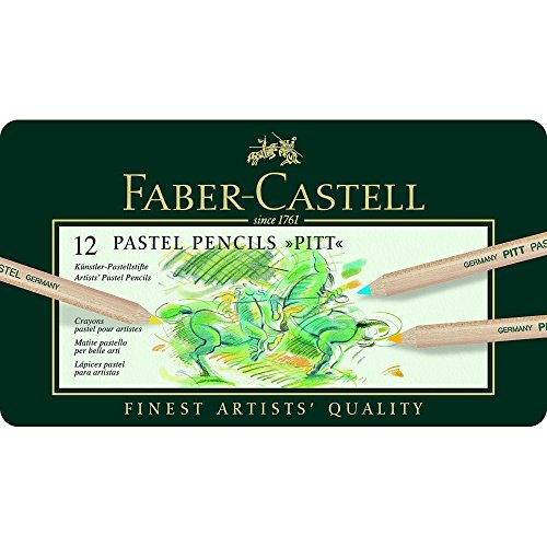 Faber-Castel FC112112 PITT Pastel Pencils In A Metal Tin (12 Pack), Assorted