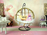 Miniature hanging chair dollhouse garden. Furniture for 1:8 scale dolls, Lati Yellow Pukifee Realpuki. L