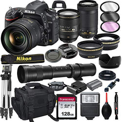 Nikon D750 DSLR Camera with 24-120mm VR and 70-300mm Lens Bundle with 420-800mm Preset f/8 Telephoto Lens + 128GB Card, Tripod, Flash, and More (23pc Bundle)