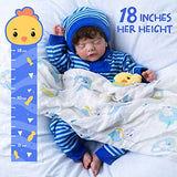 JIZHI Lifelike Reborn Baby Dolls Boy - 18-Inch Smooth Skin Realistic-Newborn Baby Dolls Sleeping Real Life Baby Doll with Clothes and Bottles Gift Set for Kids Age 3+