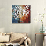 Wieco Art Morning Glory Modern Abstract White Flowers Oil Paintings on Canvas Wall Art 100% Hand Painted Floral Artwork for Living Room Bedroom Home Office Decorations Wall Decor