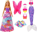 Barbie Dreamtopia Dress Up Doll Gift Set, 12.5-Inch, Blonde with Princess, Fairy and Mermaid Costumes, Gift for 3 to 7 Year Olds