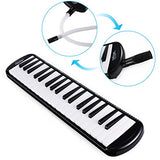 Eastar 37 Key Melodica Instrument with Mouthpiece Air Piano Keyboard,Carrying Bag Black