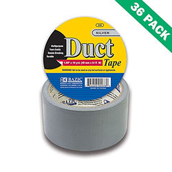 Bazic Duct Tape, 1.88 Inch X 10 Yards Metallic Silver Duct Tape, Set of 36