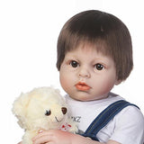 NPK collection Silicone Reborn Baby Dolls Toy 70cm 28inch Reborn Toddler Boy Babies Doll Toy with Bear Kids Birthday Gift Children Clothing Model