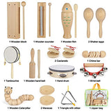 KAQINU Kids Musical Instruments, 21Packs Toddlers 100% Natural Wooden Music Percussion Toy Sets for Childrens Preschool Educational Early Learning, Musical Toys for Age1-3 Toddlers with Bags