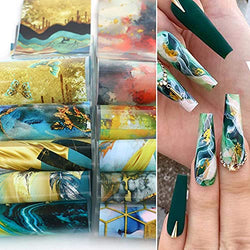 Marble Nail Art Foils Transfer Stickers Nail Art Supplies Foil Transfers Decals Marble Nail Foil Adhesive Sticker Starry Sky Paper for Women Girls Nail Art Decoration DIY Manicure Design