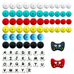 84PCS Silicone Beads 15mm for Keychain DIY, 15mm Silicone Beads Round Rubber Beads Game Shape Beads Making Kit for Bracelet Necklace Jewelry Crafts(Games)