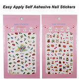 12 Sheet Flower Animal Nail Art Stickers Cat Fish Daisy Occean Adhesive Stickers Decals Nail Tattoos for Kids, Teen Girls