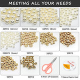 926 Pcs Yeegfey Clay Beads for Bracelet Making kit, 4-12mm White Pearl Bracelet Kit 50 Pcs Gold Pendants Kit Constellation Pendant Kit with Elastic Strings Jewelry Making Kit Beads Necklace Making Kit