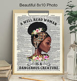 African American Wall Art - Classroom Decor - Never Underestimate a Girl With a Book - Black Woman Poster - African American Girl Women, Black Women - Motivational Wall Decor - Black Art