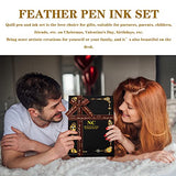 NC Quill Pen and Ink Set, Feather Pen Ink Set, Wax Seal Stamp Set, Feather Calligraphy Pen Set, Valentine’s Day Gift for Writing Lovers Birthday Gift, Holiday Ideal Gift (Black)