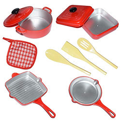 Liberty Imports 10 Piece Pots and Pans Kitchen Cookware Playset for Kids with Cooking Utensils Set