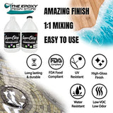 The Epoxy Resin Store SG-1 Super Gloss UV and Moisture Resisting Glass Like Non Toxic Epoxy Resin for Bar Counters and Wood Tabletops, 1 Gallon Kit